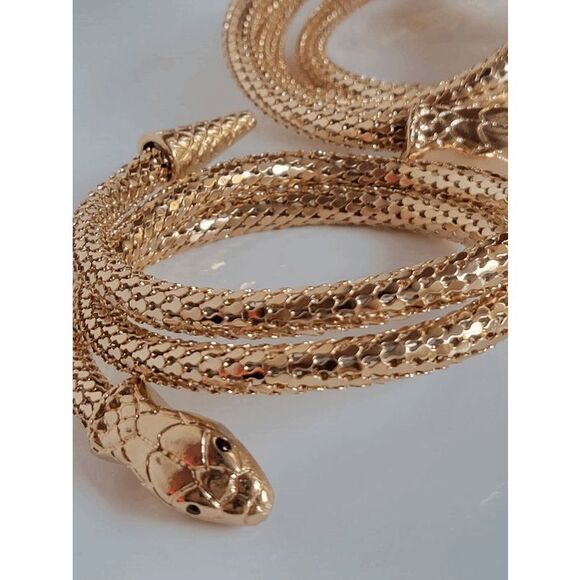 ✨🐍 2PCS Gold Snake Bendable Design Blingy Statement Bracelet & Necklace Set NEW - Picture 11 of 16